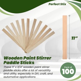 11" x 3/4" Wooden Paint Stirrer Paddle Sticks/Craft Sticks/Automotive Paddle - Pack of 100ct