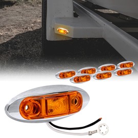 TRUE MODS 8pc 2.5" Amber LED Trailer Marker Light Kit w/Chrome Bezel [DOT FMVSS 108] [SAE P2] [Surface Mount] [Waterproof IP67] Side Marker Lights for Trailer Truck