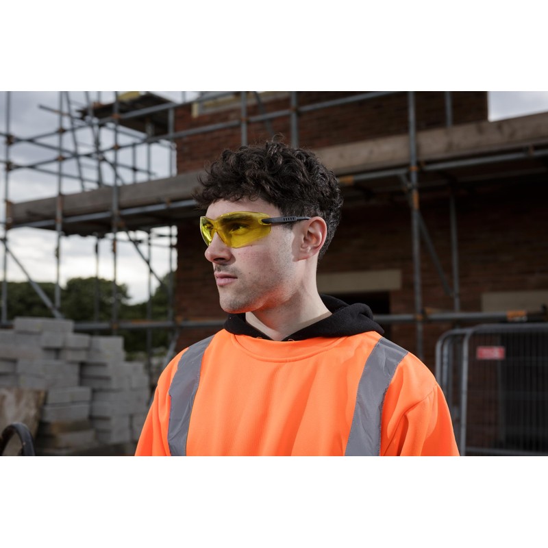 Blackrock Yellow Curved Safety Spec with Arm Adjust