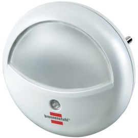 Brennenstuhl LED-Orientierungslicht rund/Nachtlicht mit Dämmungssensor für die Steckdose (sanftes und unaufdringliches Licht, mit 2 LEDs) weiß