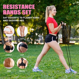 Resistance Bands, Exercise Bands with Handles, Resistance Bands for Working Out with Door Anchor and Ankle Straps, For Heavy Resistance Training, Physical Therapy, Yoga, Home Gym Workout Equipment Set