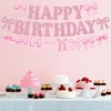RICHHHA Glitter Pink Bow Happy Birthday Banner Pre-Strung Coquette Birthday
