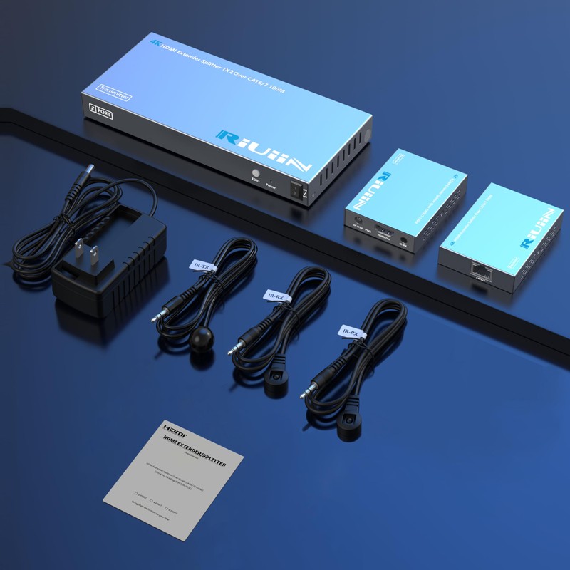 HDMI Extender Splitter Over Cat6/7 up to 100M(328fts), 4K@30Hz HDMI