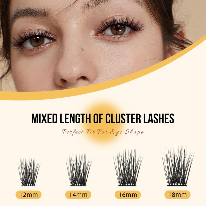 Cluster Lashes QUEWEL Individual Eyelashes 168 Pcs Lash Clusters Thin