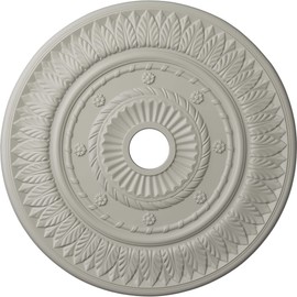 26 3/4"OD x 3 5/8"ID x 1 1/8"P Leaf Ceiling Medallion (Fits Canopies up to 3 5/8"), Hand-Painted Pot of Cream