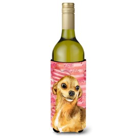 Caroline's Treasures BB9745LITERK Chihuahua Love Wine Bottle Hugger, Red Bottle Cooler Sleeve Hugger Machine Washable Collapsible Insulator Beverage Insulated Holder