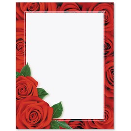 Paperdirect Breathtaking Red Rose Parade Valentine Bridal Invite Theme Paper Stationery, Border Paper, Letterhead 8.5 x 11, 25 sheets, Elegant Premium Writing Paper, Decorative Printer Paper