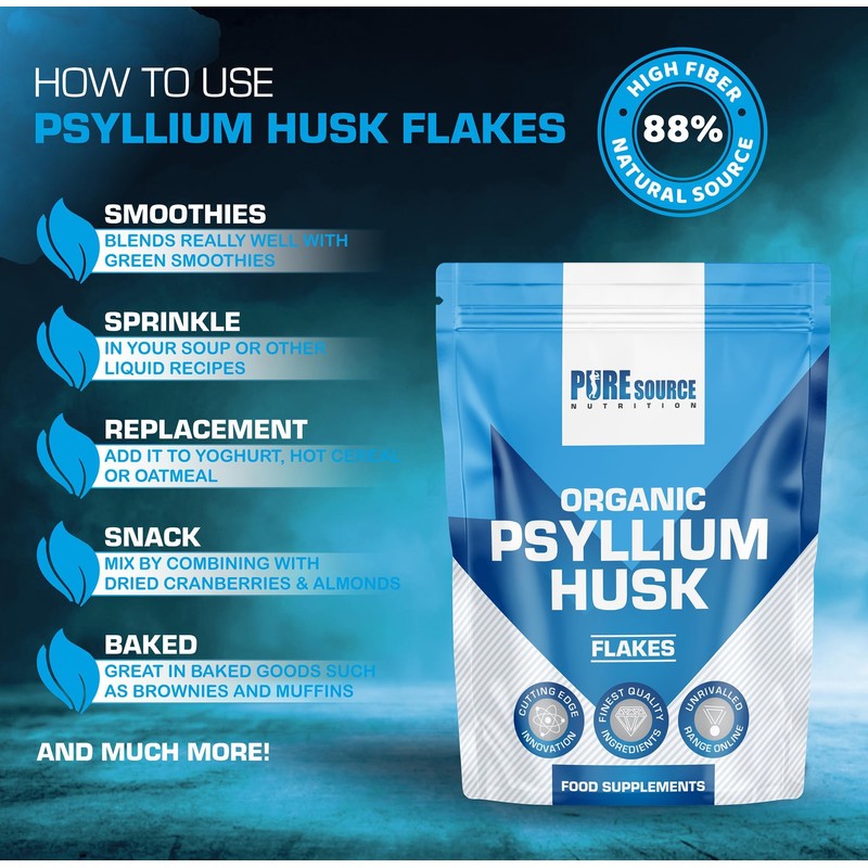 Organic Psyllium Husk Whole 500g - 99% Purity Husks Flakes