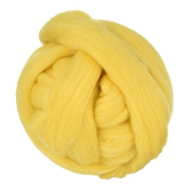 METALLIXITY Felting Wool Bulk (100g/3.5oz), Natural Wool Needle Felting Wool - for Weaving, Handcrafts, and DIY Creations, Lemon Yellow