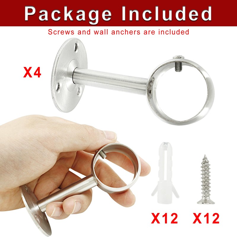 Biaungdo 4 Pcs 1-1/4 Inch Ceiling Curtain Rod Bracket, Heavy