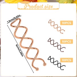 Spiral Hair Pins, 30 Pcs 3 Colors Spiral Bobby Pins, Alloy Spin Pin, Non-Scratch Round Clip & Bun Twist for Girls Women, Perfect Fashion Small Bun Bobbypins, Easy & Fast Use(2.36 Inches)