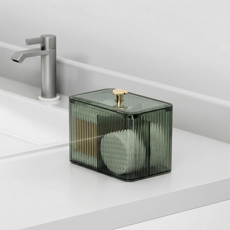 3 Slots Clear Plastic Q Tip Holder for Bathroom with