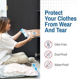 12 Pack Variety Vacuum Storage Bags for Comforters, Blankets & Clothes – Vacuum Sealed Compression Bags with Hand Pump – Space Saver Storage Bags for Bedding, Moving, Travel & Organization (6L & 6XL)