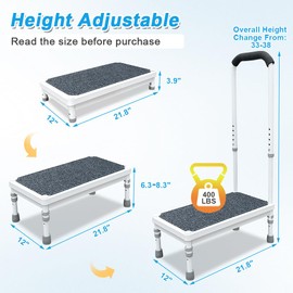 Medical Step Stool with Handle for Elderly Seniors SUV Car Steps 400lb Stepping Stool Adults Ramps with Handrails Height Adjustable Rv Steps Wide Platform Safety Handicap Mobility Assist Devices