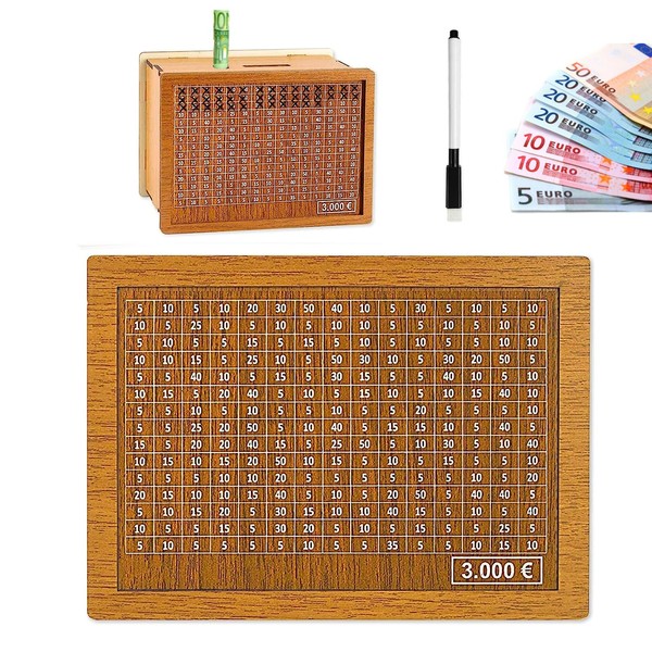 Wooden money box with numbers ticks with counter, money box