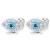 Evil Eye Protection Stud Earrings with Pave Cubic Zirconia, Screw