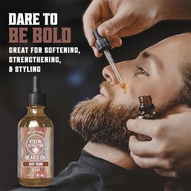 Bay Rum Beard Oil Conditioner- All Natural Bay Rum Scent Organic Argan & Jojoba Oils - Promotes Beard Growth - Softens & Strengthens Beards and Mustaches for Men (Scented, 1 Pack) â€¦