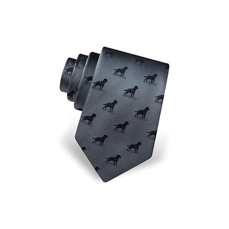 Mens 100% Silk Gray with Black Labrador Lab Dog Animal