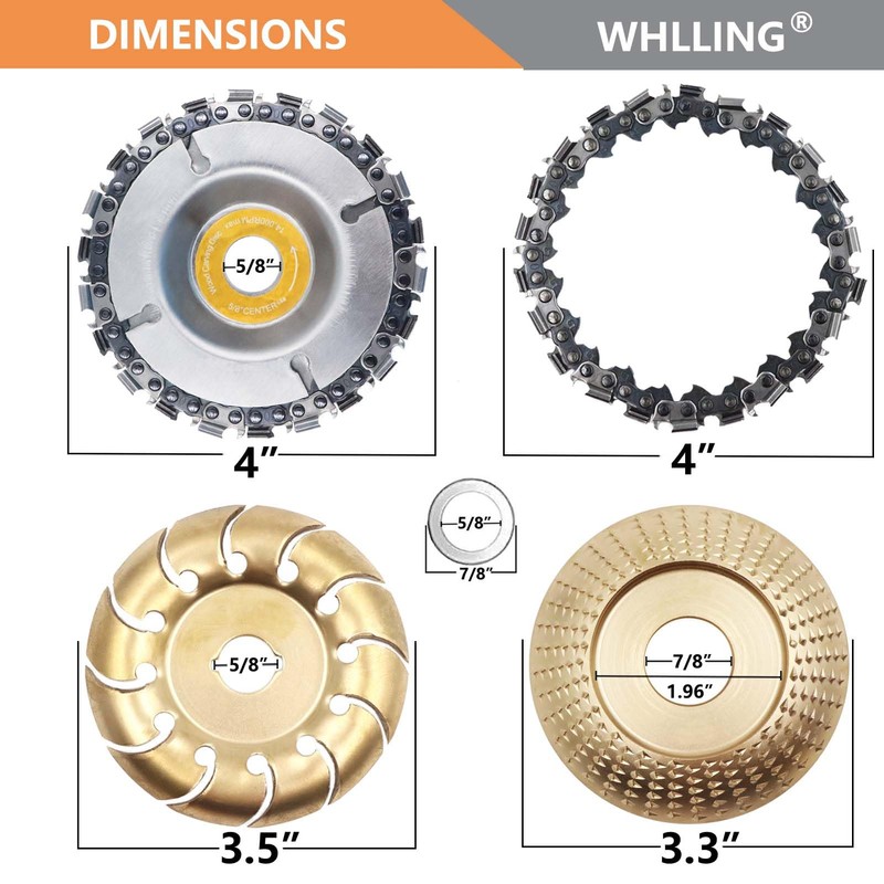 4PCS Wood Grinding Wheel for 4" or 4 1/2" Angle