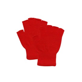 DOOVID Fingerless Gloves Winter Knit Warm Gloves for Women Men Stretch Mittens Half Finger Gloves Red
