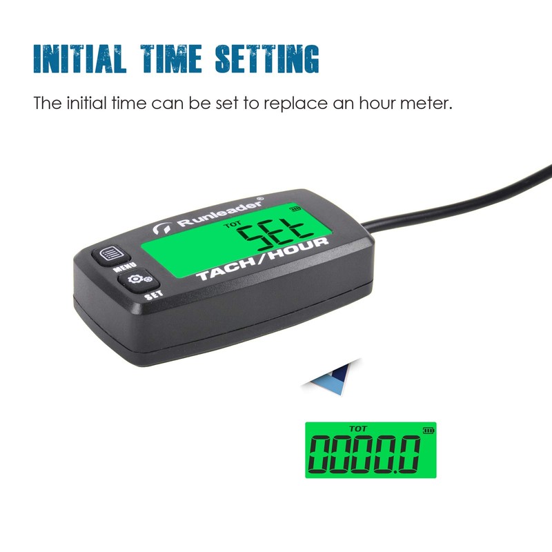 Runleader Gas Engine Hour Meter, Maintenance Tachometer for Riding Lawn