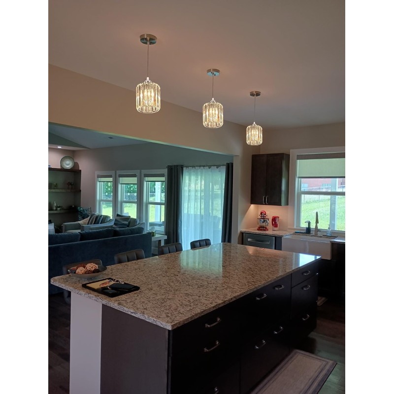 TISLYCO Crystal Pendant Lights - Kitchen Island Lighting, Mini Crystal
