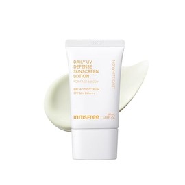Innisfree Protector solar diario UV Defense SPF 50+ PA ++++, protector solar facial coreano, acabado invisible, amplio espectro, sin yeso blanco, lige
