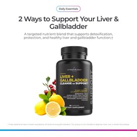 Livingood Daily Liver & Gallbladder Cleanse or Support Supplement with Milk Thistle, Ox Bile, Bile Salts, Digestive Enzymes and Artichoke Leaf Extract, Digestive Health & Liver Support, 56 Capsules