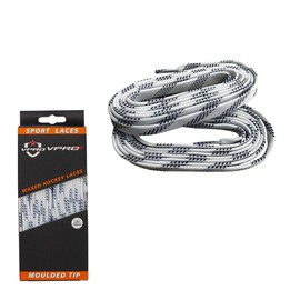 VPRO Waxed Ice Hockey Shoelaces in Assorted Colours, Ice Hockey Skate Shoelaces are the Perfect Gift for Sports Enthusiasts, black-white