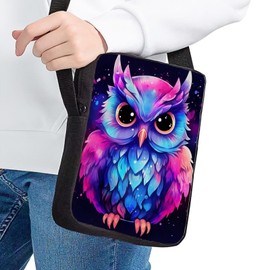 HELLHERO Owl Small Crossbody Purse for Women Men Shoulder Messenger Bag Clutch Handbag Cross-over Bag Travel Flight Bags Hiking Cycling Running Holiday Workout