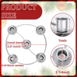 LemonRoad 4 Pcs Christmas Advent Wreath Ring 5 Candle Holder Sliver Round Shape Advent Ring Candle Holder Metal Table Decoration for Taper Xmas Festival Home Centerpiece Decor