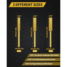 30 Pcs Gold Diamond Chainsaw Sharpener Bits, High Hardness Titanium Plated Grinding Tool for Electric Chain Saw, Chainsaw Sharpening Kit for Chain Saw Stone Jewelry Wood, 5/32", 3/16", 7/32" (Gold)