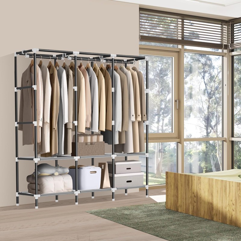 LOKEME Wardrobe Closet,Portable Closet for Bedroom Steel Pipe Diameter 19mm