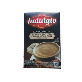 Indulgio Vanilla Frosted Cinnamon Bun Cappuccino, 12-Count Single Serve Brew Cups