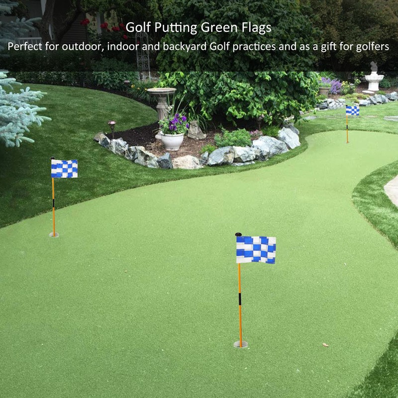 Checkered Golf Hole Pole Cup Flags Golf Backyard Practice Putting