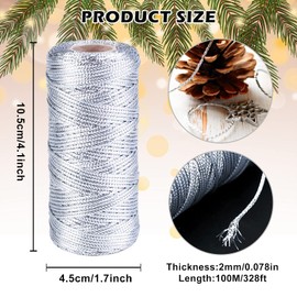 4 Rolls Gold Cord - Metallic Cord, Gold Metallic Cord, 1.5 mm Gold Metallic Cord, DIY Craft Cord, Gold Cord, Jewellery Cord, Packaging Cord for Gift Wrapping Paper Decoration Crafts (400 m)