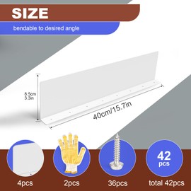 Gutter Valley Splash Guards, 15.7 x 3.5 Inch 4 Pack Gutter Guard, Aluminum Rain Gutter Guard Downspout Rain Diverter for Roof Shingle, Rain Drip Guard for Straight House (White)