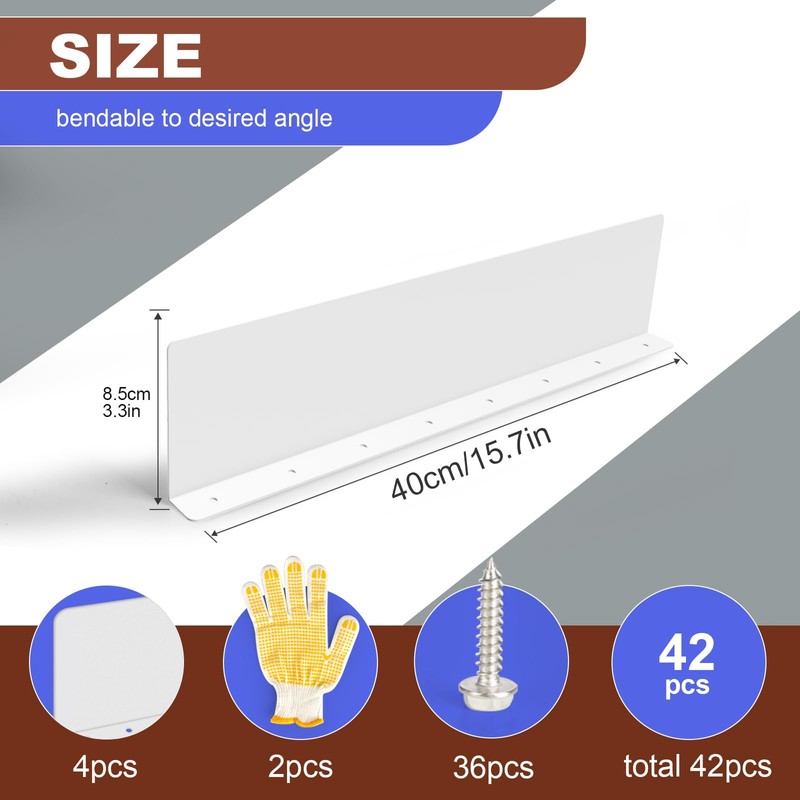 Gutter Valley Splash Guards, 15.7 x 3.5 Inch 4 Pack
