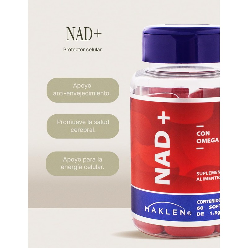 Maklen NAD - NAD + Omega 3 - Suplemento Premium,