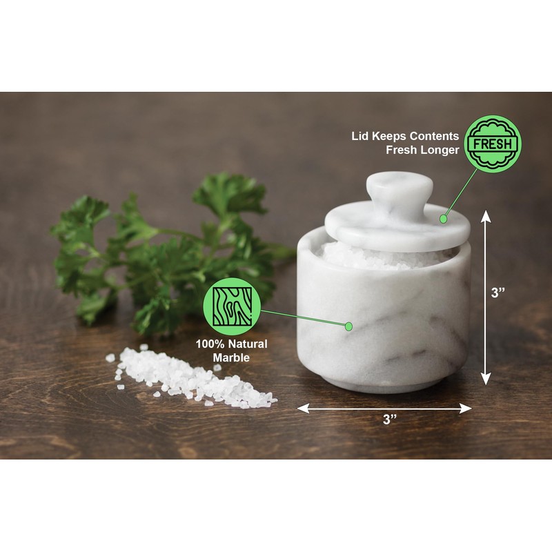 Fox Run Marble Salt Cellar, White 3" x 3"