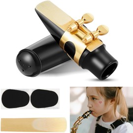 Alto Saxophone Mouthpiece Kit, Sax Mouthpiece Kit with Mouthpiece Cap & Metal Ligature & Mouthpiece Reed & Cushions Pads, Strength Saxophone Reeds 2.5 Reeds for Alto Saxophone Use Replacement Supply