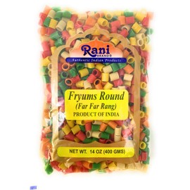 Rani Far Far / Fryums (Wheat & Tapioca Pellet) Round/Pip Shape 14oz (400gm) ~ Vegan, Uncooked, Used to make papad, Bhungra / chip snack