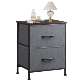 WLIVE WLIVE Nightstand, 2 Drawer Dresser for Bedroom, Small Dresser with 2 Drawers, Bedside Furniture, Night Stand, End Table with Fabric Bins for Bedroom, Closet, Entryway, College Dorm, Dark Grey