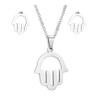 Unbranded Religion Stainless Steel Set Pendant Necklace Earrings Hamsa Silver