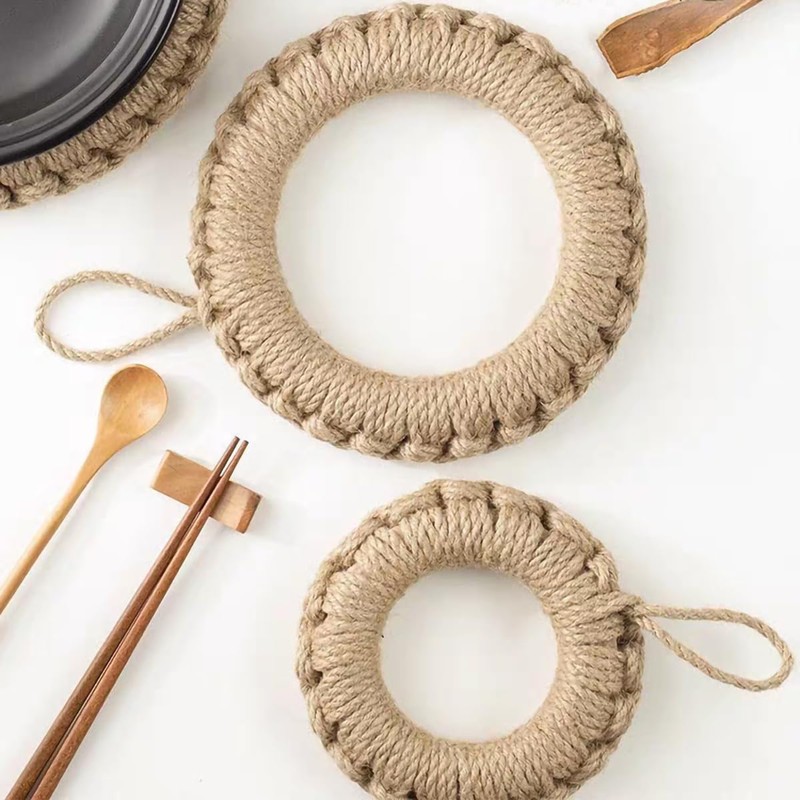 [LUYING] Trivet, Pot Trivet, Straw Trivet, Stylish, Heat Resistant, Includes