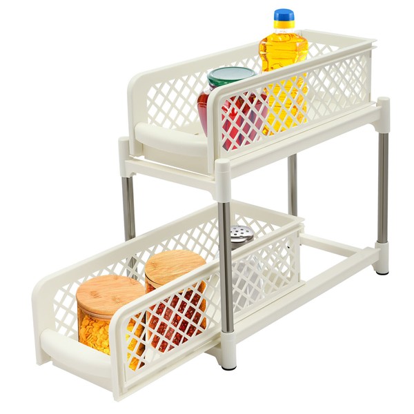 White Pull Out Cabinet Organizer, Kitchen Cabinet Drawer, Under Sink