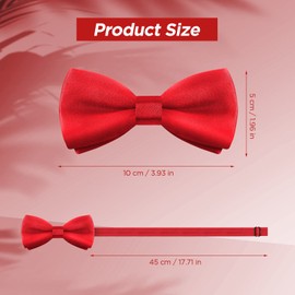 YASUOA Kids Bow Tie, Boy's Pre-tied Bow Tie Adjustable Neck Bowtie Classic Solid Color Bow Tie for Birthday Wedding Formal Party (Polyester Silk, Red)