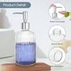 Topsky Stripe Glass Soap Dispenser with Plastic Pump, 400ml Liquid