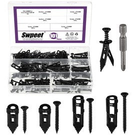 Swpeet 201Pcs 4 Sizes Black Zinc-Plated Drywall Self-Drilling Anchors with Screws and Drill Bit Assortment Kit, No Drill Or Holes in Wall for TV, Bike, Shelf Straps, Decoration Fixing Curtains