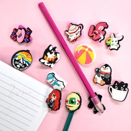 20PCS Random Different Pencil Cover Pencil Pen Toppers Cover Cute Pencil Cap for Tip Cap PVC Pen Tip Cap Decoration for Wooden Pencils Pens Charms DIY Accessories for Classroom Students Gifts Awards.